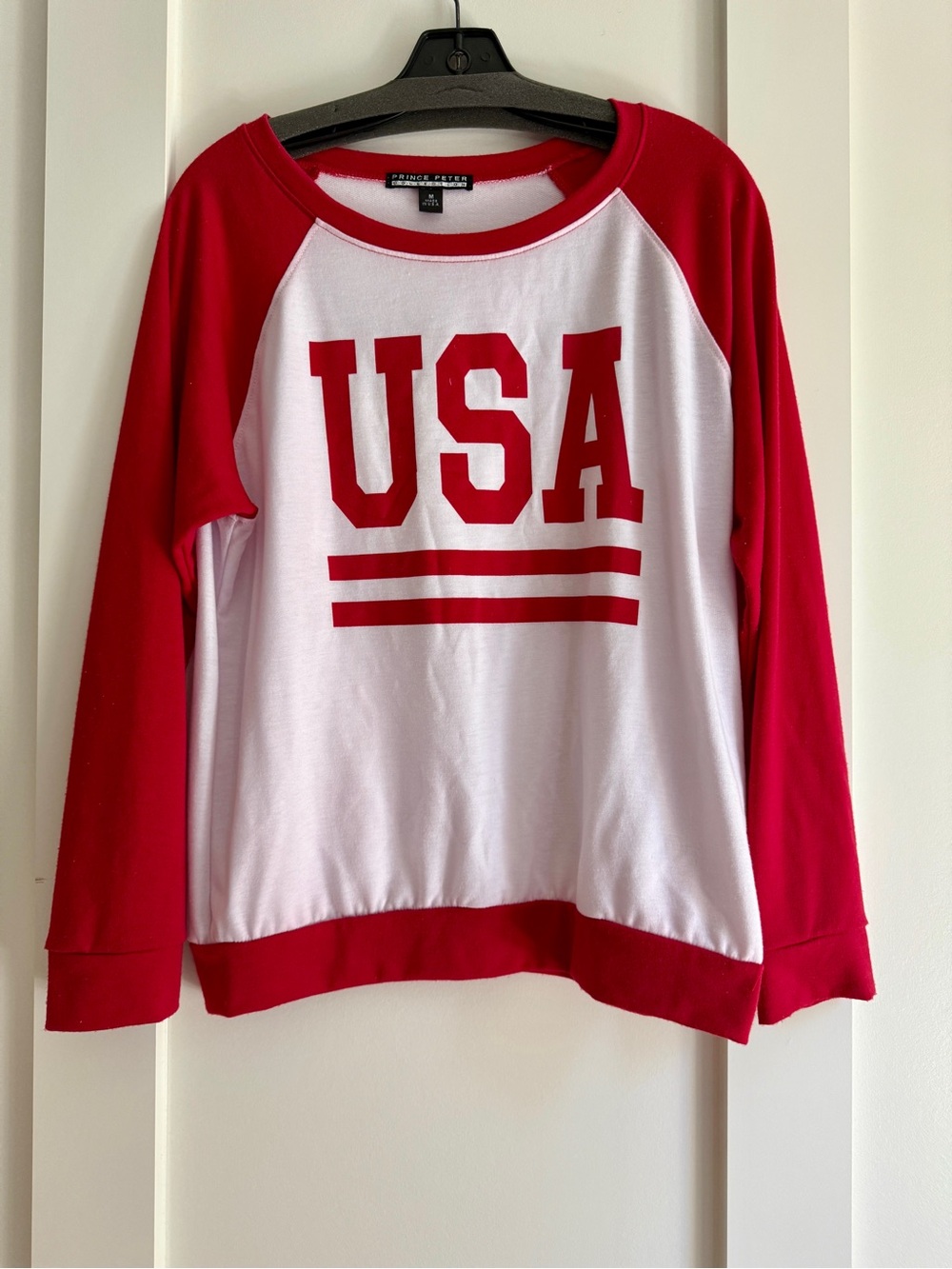 USA Red & White Raglan top